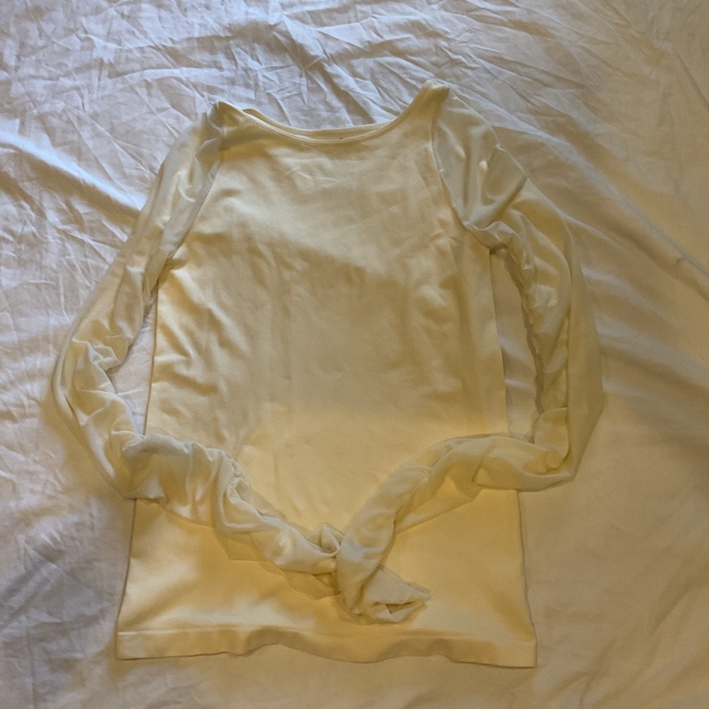 Free People Cream Long Sleeve Tee